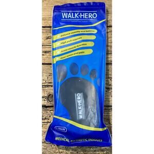 WALK HERO medical orthotic insoles 1 Pair Men’s Size 8-8.5/Women’s 10-10.5 Blue